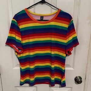 SHEIN Multicolor Striped Short Sleeve Tee